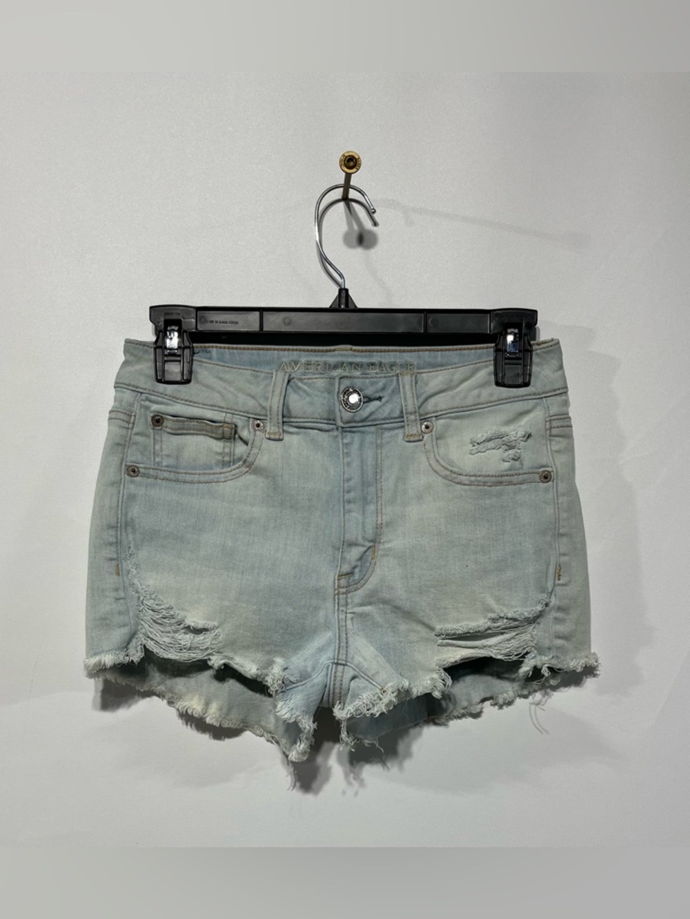 American Eagle Light Blue Super Stretch X Hi-Rise Shortie Shorts Size 4